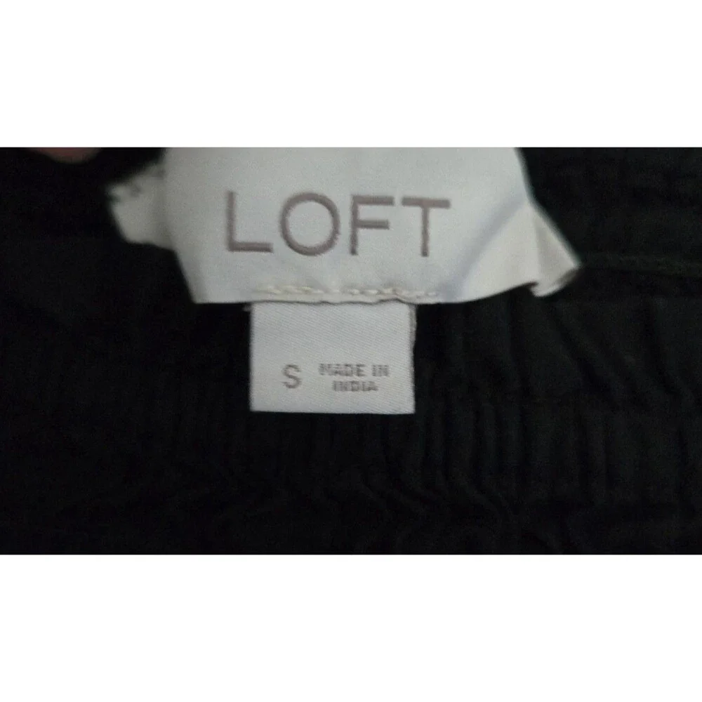 LOFT Womens Small Black Smocked Peplum Puff Sleeve Square Neck Blouse‎